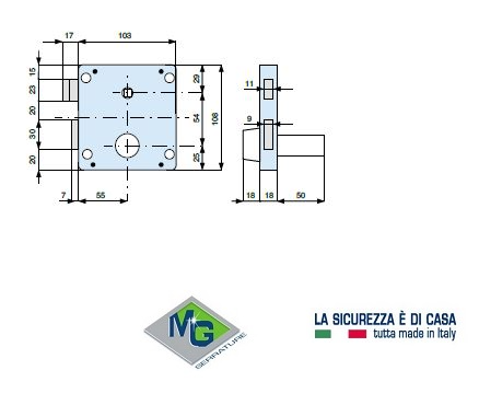 Serratura da applicare a cilindro MG 436 55 destra e sinistra